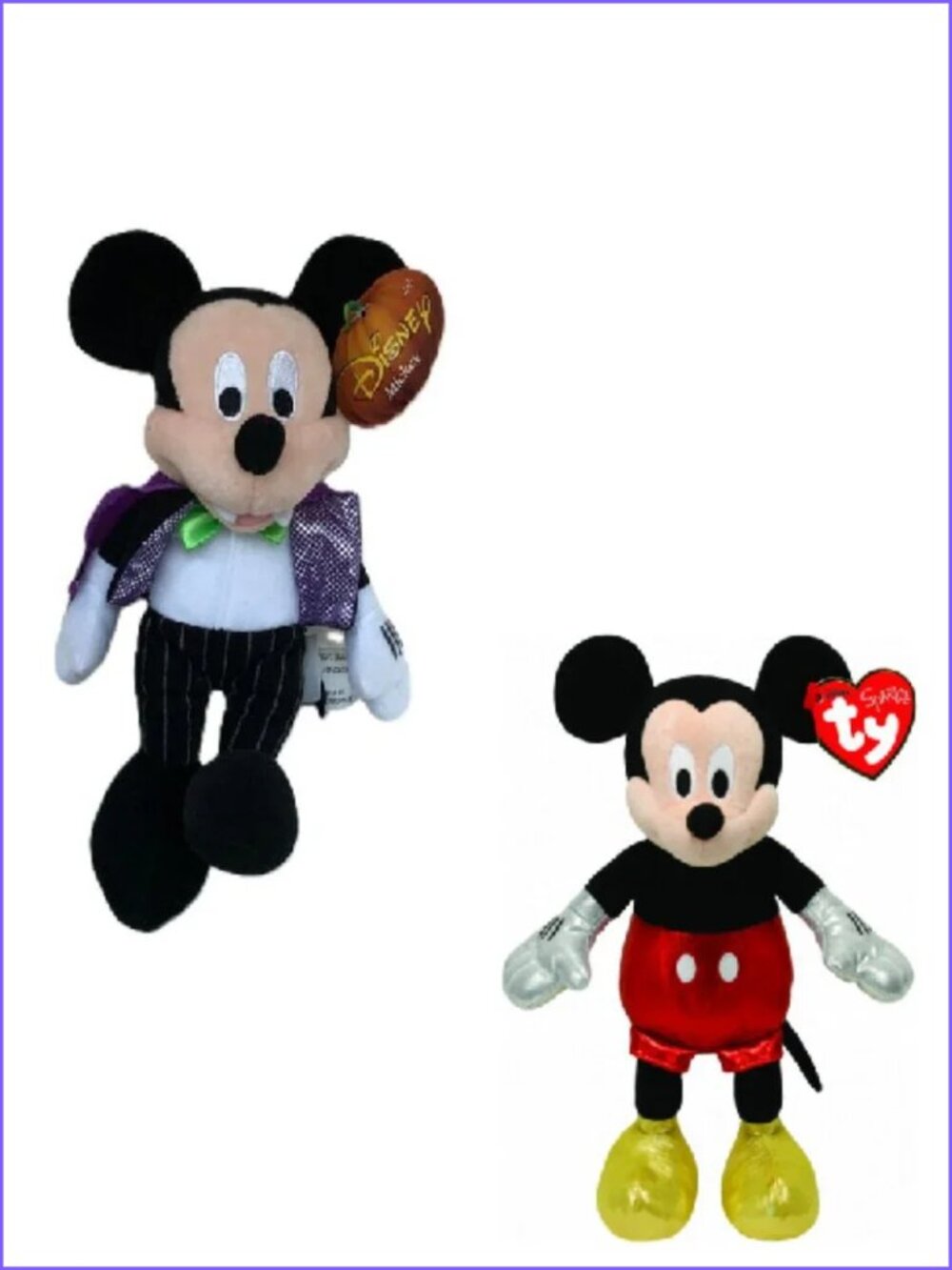 Set of 2 Disney Mickey Mouse - Halloween Vampire & TY Beanie Babies New w/ Tag